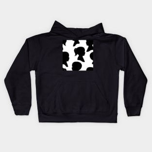 Child Silhouettes - Black on White Background Kids Hoodie